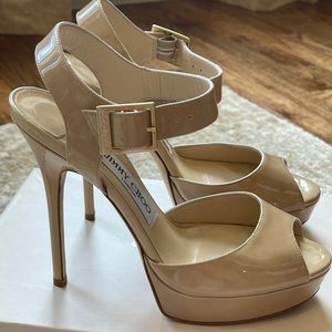 Jimmy Choo Nude Patent Leather Linda Platforms